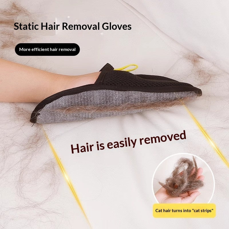 Pet hair collected by the reusable glove